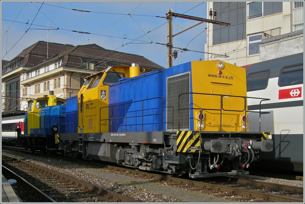 Eigentlich wollte ich nur einen TGV fotografieren...
Ex DB und DR Dieselloks in Lausanne. 
8. Jan. 2013
