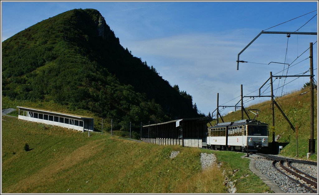 Nachdem uns der Lokfhrer mit grosser Wiedersehnsfreude verabschiedet hatte, fuhr der Zug weiter auf den Rochers-de-Naye.
(28.08.2012)