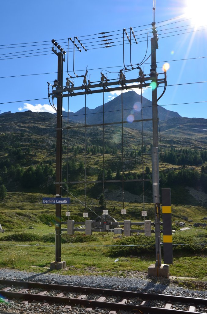Streckentrenner an der Station Bernina Lagalb. (Aufnahme vom 11.08.2012)