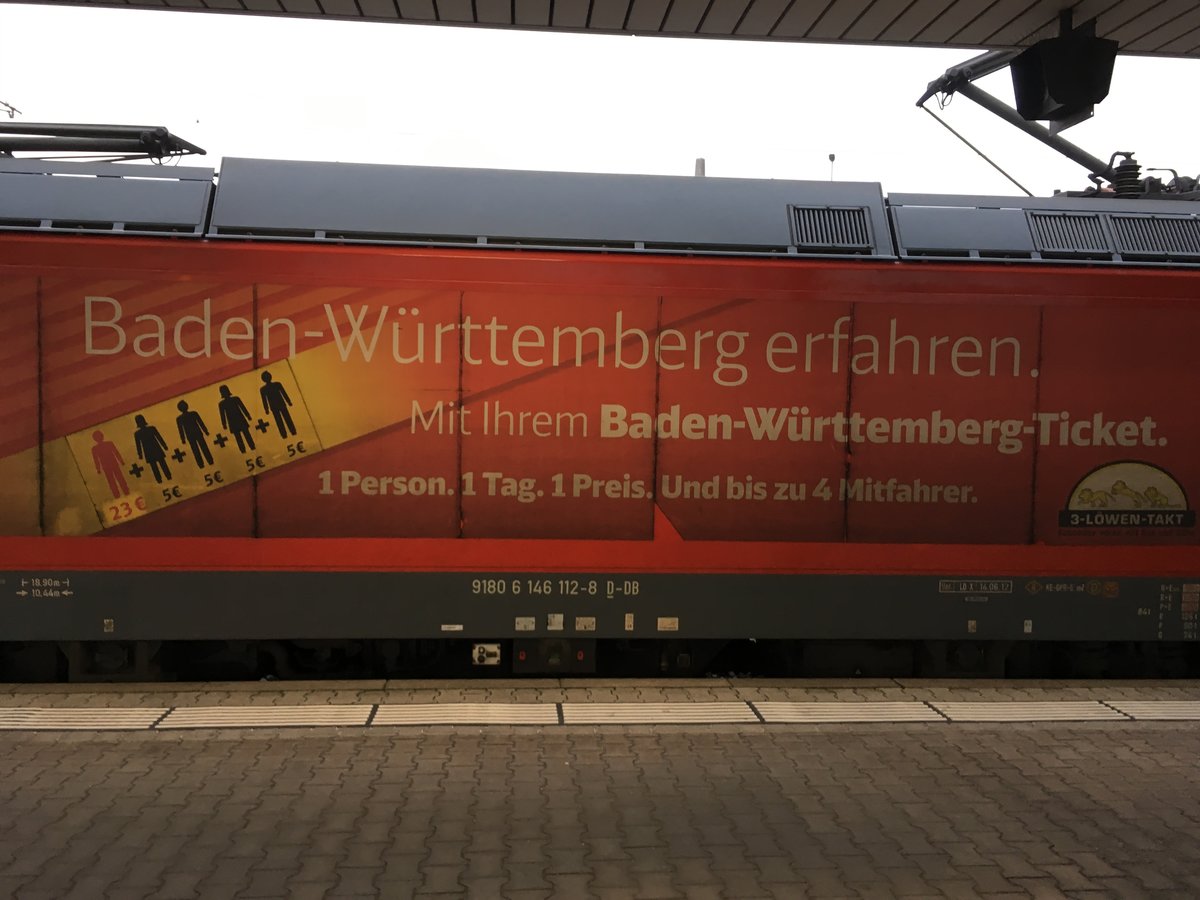 146 112 mit Werbung fr das Baden - Wrtemberg Ticket am 26.11.16