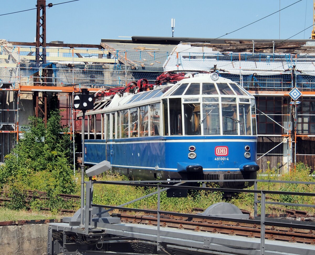 491 001-4 Gläserner Zug im Bahnpark Augsburg am 23.08.2015.