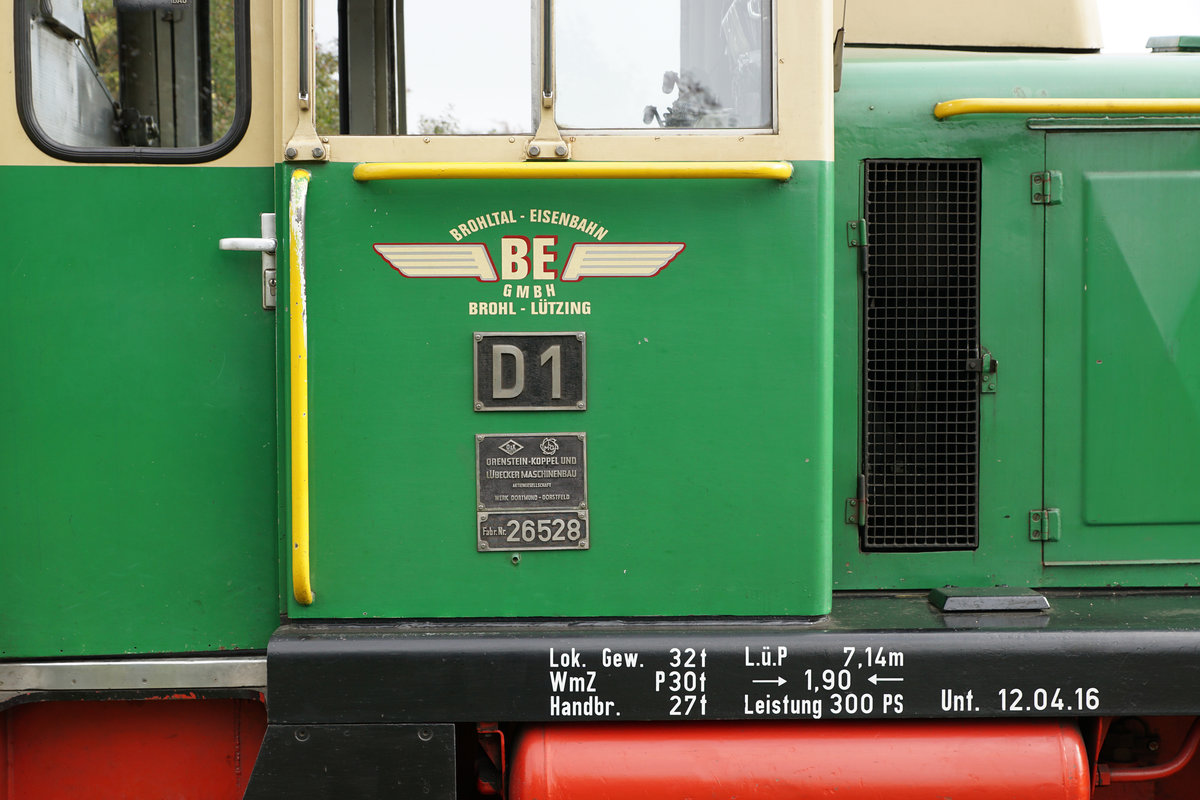BE: Brohltalbahn.
Die Beschriftung der D1 wurde am 23. September 2017 verewigt.
Foto: Walter Ruetsch 
