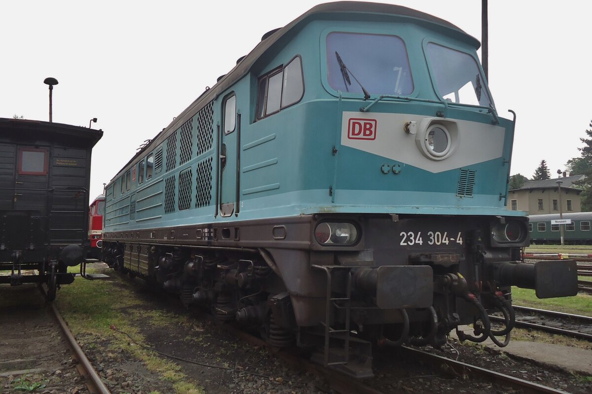 DB Regio 234 304 steht am 23 Mai 2015 ins Bw Nossen. Das Minttürkis-Experiment bei LOks der DB Regio wurde nie erfolgd.