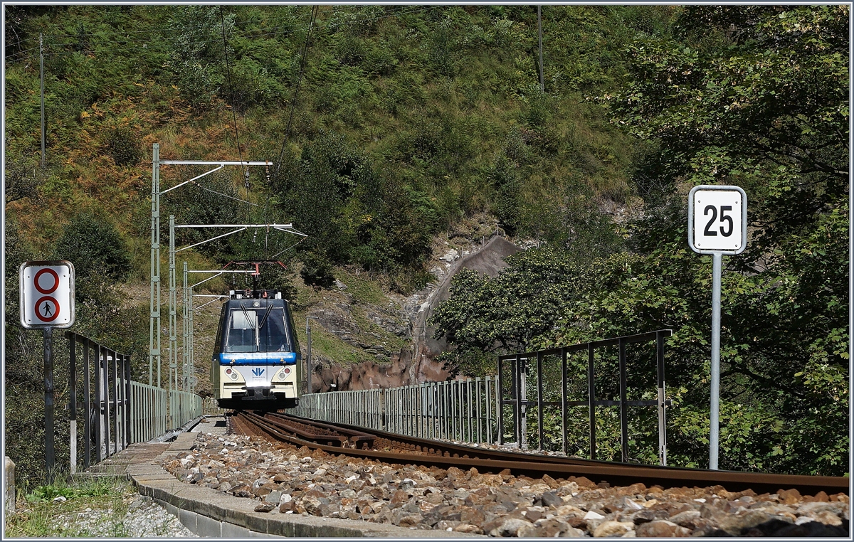 Ein Treno Panoramic auf dem Isorno Viadukt bei Intragan.
20. Sept. 2016