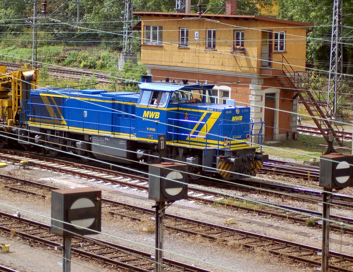 MAK  G 1206  V 2103 der Mittelweserbahn (MWB) in Ulm am 14.08.2007.