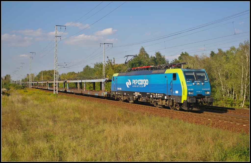 PKP Cargo ES 64 F4-805 / 189 805 mit Laaers in Berlin Wuhlheide, 18.09.2014