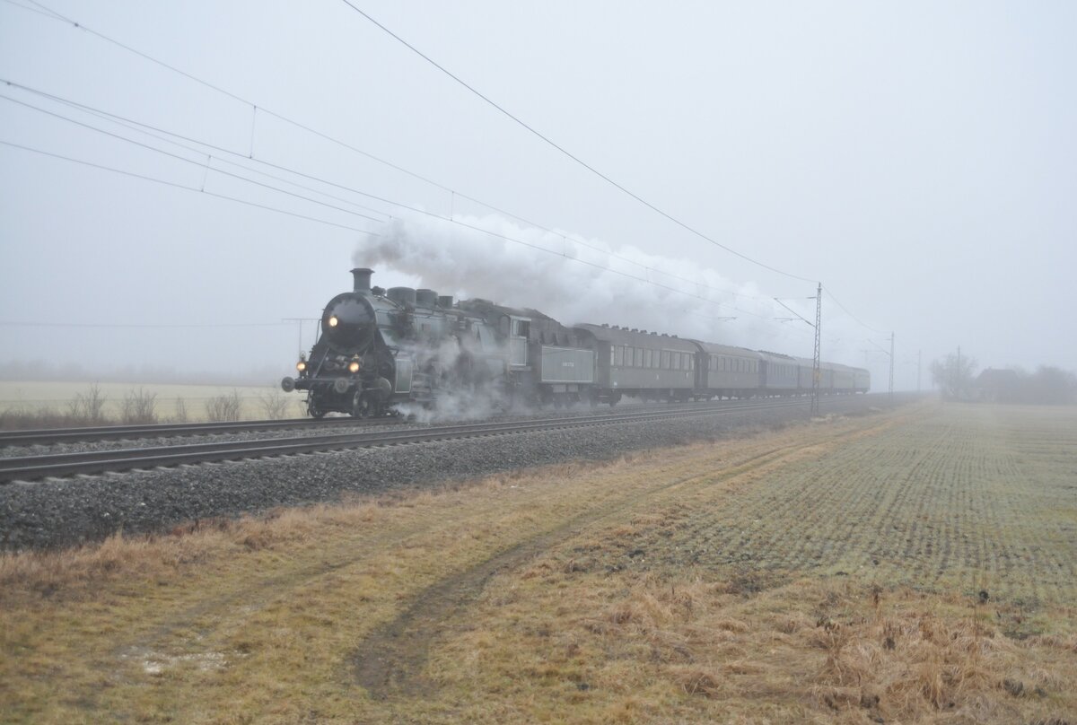 S 3/6 Nr.3673 im Dunst in Neu-Ulm Pfuhl am 03.03.2012.