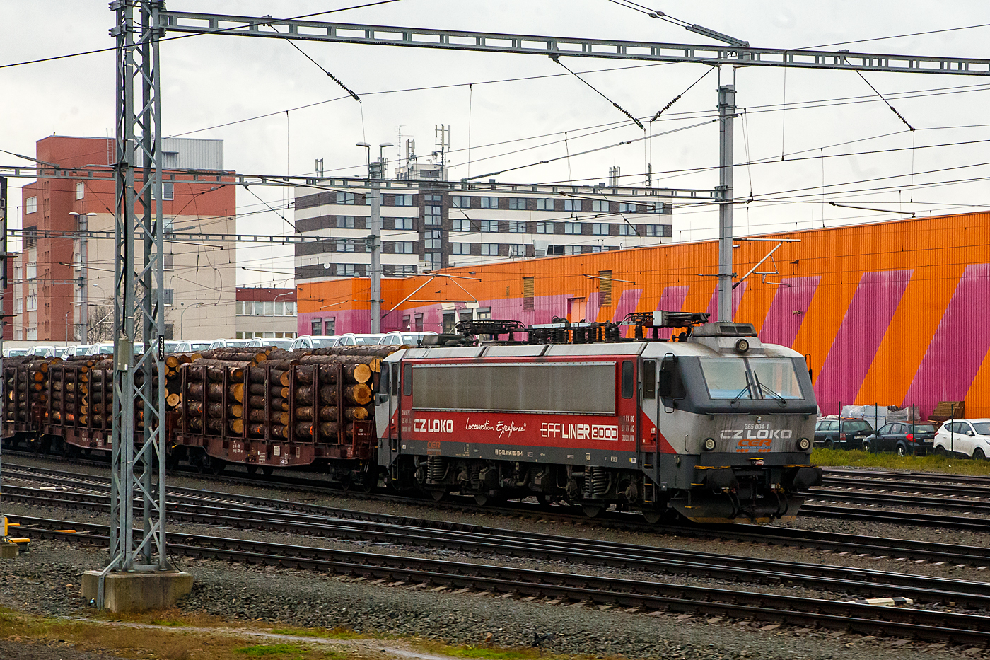 Die an die ungarische CER Cargo vermietet  CZ Loko 365 004-1 (CZ-CZL 91 54 7 365 004-1), eine CZ Loko „Effiliner 3000“, ex SNCB HLE 12, steht am 24.11.2022 bei Pilsen (Plzeň) mit einem Stammholzzug (aufgenommen aus einem alex-Zug). 

Die Lokomotiven NMBS/SNCB Reihe 12 war eine Zweisystem-Elektrolokomotive, die 1986/87 von BN - La Brugeoise et Nivelles (mech. Teil) / ACEC - Ateliers de Constructions Electriques de Charleroi (elektr. Teil) fr die Nationale Gesellschaft der Belgischen Eisenbahnen (NMBS/SNCB) gebaut wurden. Es wurden 12 Stck gebaut, zuletzt wurden sie vor  Gterzge zwischen Belgien und Nordfrankreich eingesetzt. Im Jahr 2012 wurden alle 12 Loks der BR HLE 12 auer Dienst gestellt und an tschechische Unternehmen CZ loko a.s. verkauft und seit 2016 zur Baureihe 365 - CZ LOKO „Effiliner 3000“  modernisiert, damit sie fr den Gterverkehr eingesetzt werden knnen.

Der komplette elektrische Teil (auer Fahrmotoren) wurde vollstndig modernisiert. Die neue Traktionsausrstung wurde von EVP Nov Dubnica geliefert, das Steuerungssystem von MSV elektronika. Durch den  neuen Transformator musste der Hauptrahmen verstrkt werden. Neu eingebaut wurde auch eine widerstands- und regenerative elektrodynamische Bremse. Die Dauerleistung bleibt in etwa gleich, die Hchstgeschwindigkeit reduziert sich aufgrund des zu erwartenden Einsatzes im Gterverkehr auf 120 km/h. Aus dem gleichen Grund auch keine Zugheizung eingebaut.

Der Umbau wurde im Mrz 2016 abgeschlossen und anschlieend begannen Tests. Die Eisenbahnbehrde ordnete den Lokomotiven die Baureihe 365 zu. Das Unternehmen bezeichnet die Lokomotiven als EffiLiner 3000. 

Der Spitzname fr die Loks ist „belgičanka“ (belgisch)

Des Weiteren wurde  ein Vertrag ber den Kauf von 12 Maschinen der NMBS/SNCB Serie 11 abgeschlossen.

TECHNISCHE DATEN:
Werksbezeichnung: EffiLiner 3000
Hersteller:  BN/ACEC (1986 - 1987), als SNCB Srie 12
Modernisiert von: CZ LOKO (ČMO Přerov) (2016-2020, d.z. 9 Stck)
Spurweite: 1.435 mm
Achsformel: Bo’Bo’
Lnge ber Puffer: 18.650  mm
Hhe: 4.220 mm
Breite: 2.910 mm
Drehzapfenabstand:  9.000 mm
Treibraddurchmesser: 1.250 mm (neu)
Dienstgewicht: 85 t
Achslast: 21 t
Hchstgeschwindigkeit:  120 km/h
Dauerleistung: 2.910 kW 
Anfahrzugkraft: 225 kN
Kleister befahrbarer Gleisbogen: R 120 m
Stromsystem:  3 kV DC und 25 kV 50Hz AC
Anzahl der Fahrmotoren: 4 vom Typ LE622S
