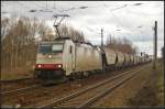 LTE E 186 237 mit einem Getreide-Zug am 22.02.2014 durch Leipzig-Thekla nach Mockau (NVR-Nummer 91 80 6186 237-4 D-LTE)