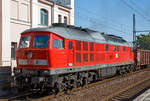 Die Ludmilla 233 322-7 (92 80 1233 322-7 D-DB) der DB Cargo, ex DB 232 322-8, ex DR 132 322-9, fährt am 19.09.2018 mit einem Güterzug durch den Hauptbahnhof Brandenburg an der Havel.

Die V 300 wurde 1975 von LTS (Luhanskyj Teplowosobudiwnyj Sawod auch bekannt als Lokomotivfabrik Lugansk (ehemals Woroschilowgrad)) unter der Fabriknummer 0536 gebaut und als 132 322-9 an die Deutsche Reichsbahn (DR) geliefert. Zum 01.01.1992 erfolgte die Umzeichnung in DR 232 322-8  und zum 01.01.1994 dann in DB 232 322-8. Im Jahre 2002 erfolgte dann der  Umbau und Remotorisierung mit neue zwölfzylinder Dieselmotor: 12D49M im Ausbesserungswerk Cottbus, so erfolgte zum 06.11.2002 die Umzeichnung in DB 233 322-7.

Die Geschichte der V 300 :
In den 1960er Jahren wurde auf politischer Ebene beschlossen, dass der Traktionswandel in der DDR vor allem durch Diesellokomotiven zu erfolgen habe. Wegen der Spezialisierungsvereinbarungen innerhalb des RGW konnte der künftige Bedarf der DR an leistungsstarken Diesellokomotiven aber nicht mehr aus einheimischer Produktion gedeckt werden, da bei so hohen PS-Leistungen elektrische Fahrmotoren benötigt werden. Der im deutschsprachigen Raum übliche dieselhydraulische Antrieb fiel damit aus.

Die damalige DR hatte bis dahin keine Erfahrung mit dieselelektrischer Antriebstechnik. Zudem gab es einen Beschluss innerhalb des RGW, dass Maschinen mit mehr als 2000 PS nicht in der DDR gebaut werden sollten, da bereits sehr viele kleinere Diesellokomotiven aus DDR-Produktion kamen und die UdSSR um ihre Vormacht bei Großdiesellokomotiven fürchtete. Die Versuchslok V240 blieb deshalb ein Einzelstück.

Neben den reinen Güterzugloks der Bauart M62 (V 200, DR-Baureihe 120) „Taigatrommel“ sollten auch 3000 PS starke, 140 km/h schnelle Loks mit elektrischer Zugheizung (später auch 160 km/h schnelle Maschinen mit 4000 PS Leistung) aus der Sowjetunion beschafft werden. Deren Konstruktion erfolgte nach den Vorgaben der DR bei der Lokomotivfabrik Luhansk (damals Woroschilowgrad). Da eine zentrale elektrische Zugheizung für russische Verhältnisse eher ungeeignet ist, mussten entsprechende Aggregate völlig neu entwickelt werden und standen zum Lieferbeginn noch nicht zur Verfügung.

Die Lokomotiven der Baureihe 130 (DB 230), BR 131 (DB 231), BR 132 (DB 232, 233, 234 und 241) und BR 142 (DB 242) wurden ab 1970 aus der damaligen Sowjetunion in die DDR importiert und bei der Deutschen Reichsbahn in Dienst gestellt. Die Baumuster wurden noch als V 300 auf der Leipziger Messe vorgestellt.

Von der Baureihenfamilie wurden zwischen 1970 und 1982 insgesamt 873 Stück in Dienst gestellt. Im Volksmund sind die Dieselmaschinen unter dem Namen „Ludmilla“  geläufig. Heute sind bei der Deutschen Bahn nur noch aus der Baureihe 132 hervorgegangene Lokomotiven im Einsatz.

Die Umbau-Baureihe 233:
Im Jahre 2002 begann man mit dem Stabiliesierungsprogramm der BR 232, zur Erhöhung der Zuverlässigkeit, Verfügbarkeit und Wirtschaftlichkeit, sowie der Reduzierung der Emissionswerte, der Umbau bestand im wesentlichen aus:
Die BR 233 erhielt einen direkteinspritzenden V-12-Zylinder-Viertakt-Dieselmotor des russischen Typs Kolomna 12D49M mit einer Nennleistung von 2.206 kW und einer maximal eingestellten Traktionsleistung von 1.900 kW ausgerüstet worden. Da der Umbau für den russischen Motor am geringsten war, entschied man sich für den Einbau dieses Motors. Während der Originalmotor ein 16-V-Zylinder-Dieselmotor (Kolomna 5D49) war, ist der neue Motor nur noch ein 12-Zylinder-V- Dieselmotor. Der der neue Motor hat einen Hubraum von 165,6 l gegenüber 220,9 l des alten Motors, die fast gleiche Leistung wird u.a. durch einen höheren Ladedruck erreicht. Dieser wurde von 1,3 bar auf nun 2,1 bar erhöht. Aber auch der Einspritzdruck (Beginndruck 380 bar gegenüber 320 bar) und der max. Verbrennungsdruck (140 bar gegenüber 115 bar) sind entsprechend höher.
Wie auch beim alten Motor können einzelne Zylindergruppen zur Dieseleinsparung bei Nichtbedarf abgeschaltet werden. Insgesamt wurden 65 Lokomotiven mit dem neuen Motor Typ Kolomna 12D49M ausgestattet und zur Unterscheidung als Baureihe 233 bezeichnet, dabei wurden die alten Ordnungsnummern beibehalten. 

Systemänderungen gegenüber dem 5D49 bestehen vor allem im Zweikreiskühlsystem, der Ausstattung mit zwei Ölwärmetauschern und der Notabstellung mittels Notstopp bzw. Luftabsperrklappe.
Die veränderte Lage des Abgasturboladers des 12D49M gegenüber dem 5D49 im Lokkasten erforderte außerdem den Einbau eines gekürzten Schalldämpfers. Weiterhin wurde die Verbrennungsluftanlage auf eine mit vier Papierfiltereinsätzen bestückte einseitige Luftansauganlage umgerüstet. 

Technische Daten der BR 233:
Spurweite:  1435 mm (Normalspur)
Achsformel: Co’Co’
Länge über Puffer: 20.820 mm
Drehgestellachsstand:  2 x 1.850 mm (3.700 mm)
Dienstgewicht: 122t
Radsatzfahrmasse:  20,4 t 
Anfahrzugkraft: 294 kN
Dauerzugkraft: 194 kN
Höchstgeschwindigkeit: 120 km/h
Treibraddurchmesser:  1050 mm

Motorart: direkteinspritzenden V-12-Zylinder-Viertakt-Dieselmotor mit Abgasturbolader und Ladeluftkühlung, 4 Ventile pro Zylinder
Motorentyp: Kolomna 12D49M
Motorleistung: 2.206kW (2.999 PS) bei 1.000 U/min
Motorhubraum: 165,6 l
Ladeluftdruck: 2,1 bar
Einspritzbeginndruck: 380 bar
Max. Verbrennungsdruck: 140 bar

Leistungsübertragung: elektrisch
Traktionsgeneratortyp: GS-501A
Traktionsgeneratorleistung:  2.190kW
Traktionsleistung: 1.830 kW (6 x 305 kW)
Anzahl der Fahrmotoren: 6 (á 305 kW)
Fahrmotortyp: ED 118 A
Tankinhalt: max. 6000 l
