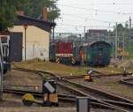   Die 750 mm-Schmalspur-Diesellok L45H-358 der Schsische Dampfeisenbahngesellschaft mbH (SDG) hier am 27.08.2013 beim Schmalspur-Bahnhof Radebeul Ost (Lnitzgrundbahn).