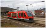 Der Dieseltriebwagen 640 011 ein Alstom Coradia LINT 27 der DreiLnderBahn  als RB 93 (Rothaarbahn) Bad Berleburg - Kreuztal - Siegen Hbf, hat am 15.03.2014 den Bahnhof Siegen-Weidenau (frher