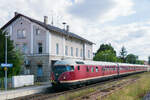 br-612-alt-ex-db-vt-125/782166/vt-12-605-stuttgarter-roessle-am VT 12 605 'Stuttgarter Rössle' am 21.07.2022 im Bahnhof Rottenacker(Donau)