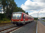   Der Dieseltriebzug 628 255 / 928 255  Stadt Bad Laasphe  (95 80 0628 255-1 D-DB / 95 80 0928 255-8 D-DB) der Kurhessenbahn (DB Regio), als RB 94  Obere Lahntalbahn  (Umlauf RB 23168), am 06.08.2017