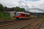 640 006 (LINT 27) der 3-Lnder-Bahn als RB 93 (Rothaarbahn) nach Bad Berleburg  am 10.07.2012 hier kurz vor der Einfahrt in den Bahnhof Kreutztal.