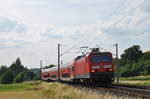 143 228 fährt am 23.06.2017 mit ihrer RB22 nach Frankfurt Hbf in Kürze in den Bahnhof von Oberbrechen ein.