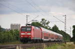 146 005 fährt mit ihrer RB68 (15368) in Richtung Darmstadt, aufgenommen am 03.07.2017 in Bickenbach.