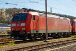   Die auch für die Schweiz zugelassene 185 149-2 (91 80 6185 149-2 D-DB) der DB Cargo AG ist 11.04.2020 in Kreuztal abgestellt.