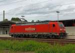 185 222-7 der DB Schenker Rail fhrt am 16.07.2012 vom Bf Keuztal (Kr. Siegen) zum Rangierbahnhof Kreuztal.