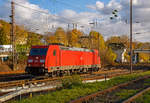  Nachdem die DB Cargo185 318-3 (91 80 6185 318-3 D-DB) am 04.11.2020 den Coilzug im Rbf Kreuztal abgeliefert hat, geht es in die Lok Abstellgruppe (Abstellbereich).