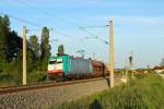 16.05.2014 20:14 Uhr - ITL 186 244 fährt mit einem Transcerealeszug in Richtung Wittenberge.