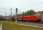 Die DB Cargo 187 107-8 (91 80 6187 107-8 D-DB) fährt am 29.04.2021 mit einem gemischten Güterzug durch Betzdorf (Sieg) in Richtung Köln.