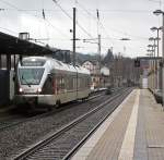 ET 22007 (2-teiliger Stadler Flirt) der Abellio Rail NRW fhrt am 23.12.2011 in den Bahnhof Kreuztal ein.