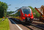 Der vierteilige Bombardier Talent 2 der DB Regio 442 790 / 442 290 erreicht am 20.07.2013, als SE 40 Mittelhessen-Express (Frankfurt Hbf - Gießen - Dillenburg) Bahnhof Katzenfurt (Lahn-Dill-Kreis). 

Am Gleis 2 findet gerade ein Vollaushub statt. 