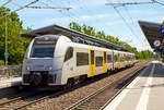 
Der Siemens Desiro ML  (460 516 / 460 016) der Trans Regio Deutsche Regionalbahn GmbH (MittelrheinBahn) am 01.06.2019, als MRB 26 MittelrheinBahn (Koblenz – Andernach – Remagen – Bonn – Köln Messe/Deutz), beim Halt im  Bf. Bonn UN Campus.