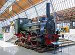 Die erste von der Krauss & Companie in Mnchen gebaute Lokomotive, die Dampflokomotive „Landwhrden“, eine Oldenburgische G 1 (am 16.06.2018) ausgestellt im Verkehrszentrum des Deutschen
