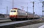 beruhmte-personenzuge/813482/103-150-9-mit-tee-rheingold-bei 103 150-9 mit TEE Rheingold bei der Jubiläumsparade 150 Jahre Deutsche Bundesbahn in Nürnberg am 14.09.1985.