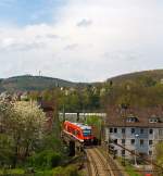   Der Dieseltriebwagen 648 204 / 704 ein Alstom Coradia LINT 41 der DreiLänderBahn als RB 95 (Dillenburg-Siegen-Au/Sieg) am 06.04.2014 kurz vor der Einfahrt in den Hbf Siegen.