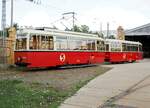 leipzig-lvb/794541/strassenbahn--stadtverkehr-leipzig-et-50 Straenbahn / Stadtverkehr; Leipzig;  ET 50 Nr.1601 mit EB 50 Nr.803 von Werdau Baujahr 1951 im Tram Museum Leipzig am 21.07.2019.