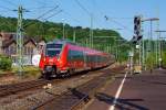 Zwei gekuppelte Bombardier Talent 2 - 442 263 / 763 (vierteilig) und 442 103 / 603 (dreiteilig) fahren am 08.07.2013 als RE 9 - rsx – Rhein-Sieg-Express (Aachen - Kln - Siegen) in den Bahnhof