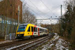 Der VT 256 (95 80 0648 156-7 D-HEB / 95 80 0648 656-6 D-HEB), ein Alstom Coradia LINT 41 der HLB - Hessische Landesbahn (3LänderBahn), erreicht als RB 90 „Westerwald-Sieg-Bahn“ , der