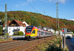 hlb-hessische-landesbahn-2/522100/der-fuenfteilige-stadler-flirt-429-047 
Der fünfteilige Stadler Flirt 429 047 / 429 547 der HLB (Hessischen Landesbahn) als RE 99 (Main-Sieg-Express) Gießen - Siegen (Umlauf HLB24966) fährt am 02.10.2016 von Dillenburg weiter in Richtung Siegen.