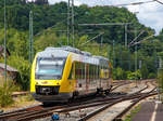   Der VT 268 (95 80 0648 168-2 D-HEB /95 80 0648 668-1 D-HEB) ein Alstom Coradia LINT 41 der HLB Hessenbahn GmbH, ex VT 268 der vectus, erreicht am 15.07.2017, als als RB 90  Westerwald-Sieg-Bahn 