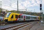   Der VT 503 (95 80 1648 103-7 D-HEB / 95 80 1648 603-6 D-HEB) der HLB (Hessische Landesbahn GmbH), ein Alstom Coradia LINT 41 der neuen Generation, fährt Betzdorf/Sieg am 04.11.17 aus der