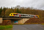   Der VT 503 (95 80 1648 103-7 D-HEB / 95 80 1648 603-6 D-HEB) der HLB (Hessische Landesbahn GmbH), ein Alstom Coradia LINT 41 der neuen Generation, verlässt als RB 96  Hellertalbahn  am