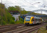   Der VT 260 ( 95 80 0648 160-9 D-HEB / 95 80 0648 660-8 D-HEB) ein Alstom Coradia LINT 41 der HLB (Hessische Landesbahn), ex Vectus VT 260, verlässt am 01.05.2020, als RB 93  Rothaarbahn  (Bad