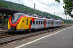   Der ET 347 (94 80 1440 347-1 D-HEB / 94 80 1441 847-9 D-HEB / 94 80 1440 847-60D-HEB) ein dreiteiliger Alstom Coradia Continental der HLB (Hessische Landesbahn) steht am 21.08.2020, als RB 95