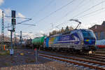 railpool/681228/die-fuer-die-rurtalbahn-cargo-gmbh 
Die für die Rurtalbahn Cargo GmbH fahrende Vectron 193 824-0 (91 80 6193 824-0 D-Rpool) fährt am 30.11.2019 mit einem Kesselwagenzug durch Betzdorf/Sieg in Richtung Köln.

Die Vectron AC (200 km/h - 6.4 MW) wurde 2016 von Siemens Mobilitiy in München unter der Fabriknummer 22054 gebaut. Sie hat die Zulassung für D/ A und H (RO durchgestrichen).

