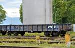 VTG AG/822100/offener-gueterwagen-wohl-fuer-abraumtransporte-vtg Offener Güterwagen (wohl für Abraumtransporte) VTG 31 80 D-VTGCH 53 41 971-4 Lamos in Lindau-Insel am 12.08.2023.