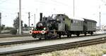 Dampflok Luci des BEM mit Nebenbahnzug beim Jubiläum 150 Jahre Deutsche Eisenbahn in Nürnberg am 14.09.1985.