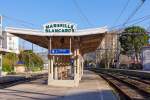   Bahnhofsambiente und -impressionen im Bahnhof Marseille-Blancarde am 26.03.2015, am Mittelbahnsteig 1 und 2a (Voie 1 / 2 bis).
