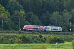 Dieseltriebzge des SNCF Ter auf der deutschen Seite der Mosel unterwegs von Karthaus in Richtung Thionville, nahe Oberbillig aufgenommen vom luxemburgischen Moselufer in Mertert.