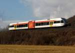 Hellertalbahn Nun sind wir hier bei hellertal.startbilder schon bei 500 angelangt, hier f�r:
Die Hellertalbahn f�hrt am 19.02.2012 mit einem Stadler GTW 2/6 Richtung Betzdorf, hier bei Herdorf-Sassenroth.