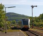 Hellertalbahn Ein GTW 2/6 der Hellertalbahn bei der Einfahrt in den Bahnhof Herdorf am 08.05.2011, er f�hrt uns gleich nach Betzdorf.
