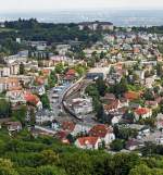 Blick von der Burg K�nigstein/Taunus am 16.06.2011 auf den Bahnhof ...