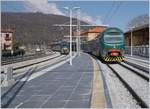 Mit dem Bau der Strecke Mendrisio - Stabio - Varese war auch die komplette Erneuerung der Stichstrecke von Arcisate nach Porte Ceresio verbunden. Das Bild zeigt den schmucken Endbahnhof des sehenswerten Ortes Porto Ceresio mit dem Trenord Ale 711 161 (UIC 94 83 4711 161-9 I-TN) auf Gleis 1 und dem im Hintergrund auf Gleis 2 abgestellten Trenord ETR 245 165 (UIC 94 83 4425 165-7 I-TN). 
21. März 2018